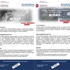 Corso di perfezionamento dell’Università La Sapienza di Roma e di Analytica for intelligence and security studies